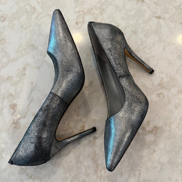 White House Black Market Olivia Silver Metallic Pumps (Size: 8) - Picture 1 of 3